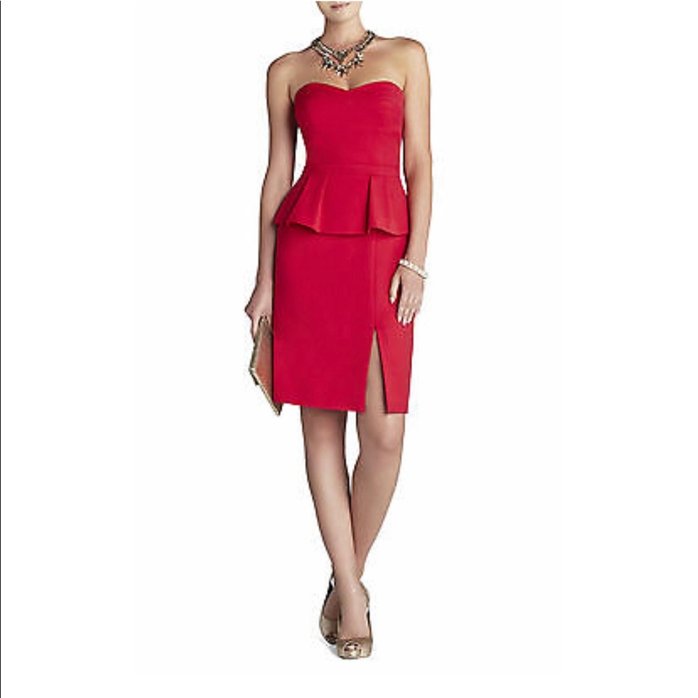 BCBG Penelope Strapless Bustier Peplum Dress Sz 2